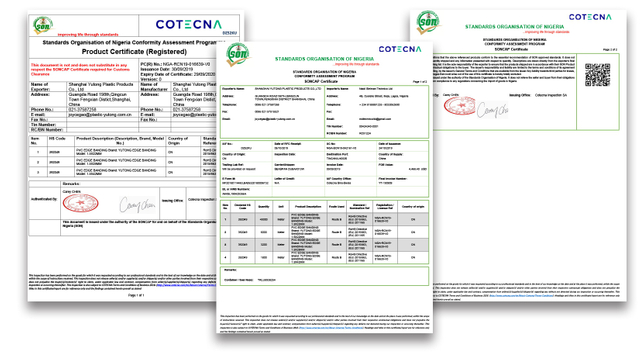 Product Certificate & SONCAP Cetificate